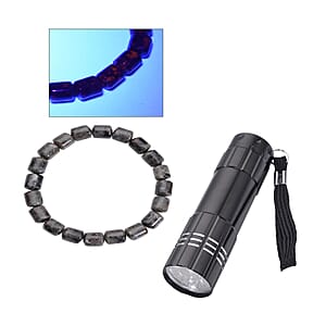 Natural Yooperlite Beaded Stretch Bracelet 107.50 ctw with Free UV Flash Light