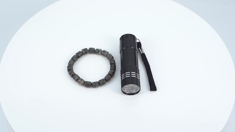 Natural Yooperlite Beaded Stretch Bracelet 107.50 ctw with Free UV Flash Light