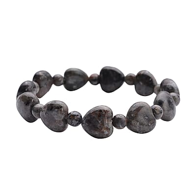 Natural Yooperlite Bead Bracelet For Women With Free UV Flash Light Heart Stretch Bracelet, Beaded Jewelry Gifts 107.50 ctw