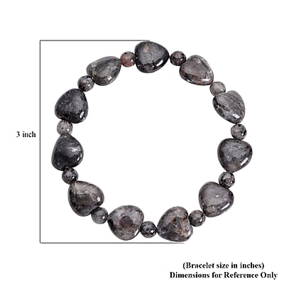 Natural Yooperlite Bead Bracelet For Women With Free UV Flash Light Heart Stretch Bracelet, Beaded Jewelry Gifts 107.50 ctw