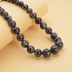 Natural Yooperlite 466.50 ctw Beaded Necklace in Sterling Silver, Beaded Necklace, Birthday Gifts For her, Free UV Flash Light 466.50 ctw