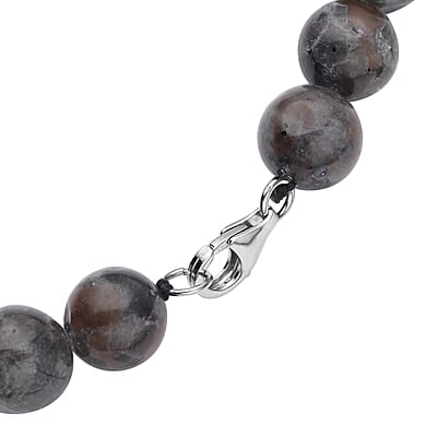 Natural Yooperlite 466.50 ctw Beaded Necklace in Sterling Silver, Beaded Necklace, Birthday Gifts For her, Free UV Flash Light 466.50 ctw