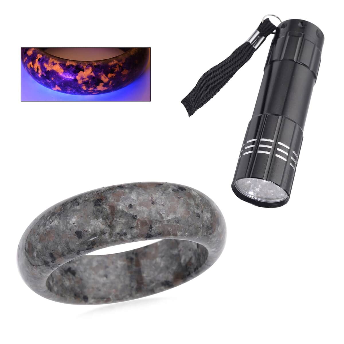 Natural Yooperlite Bangle Bracelet (6.75 In) 442.00 ctw with Free UV Torch image number 0