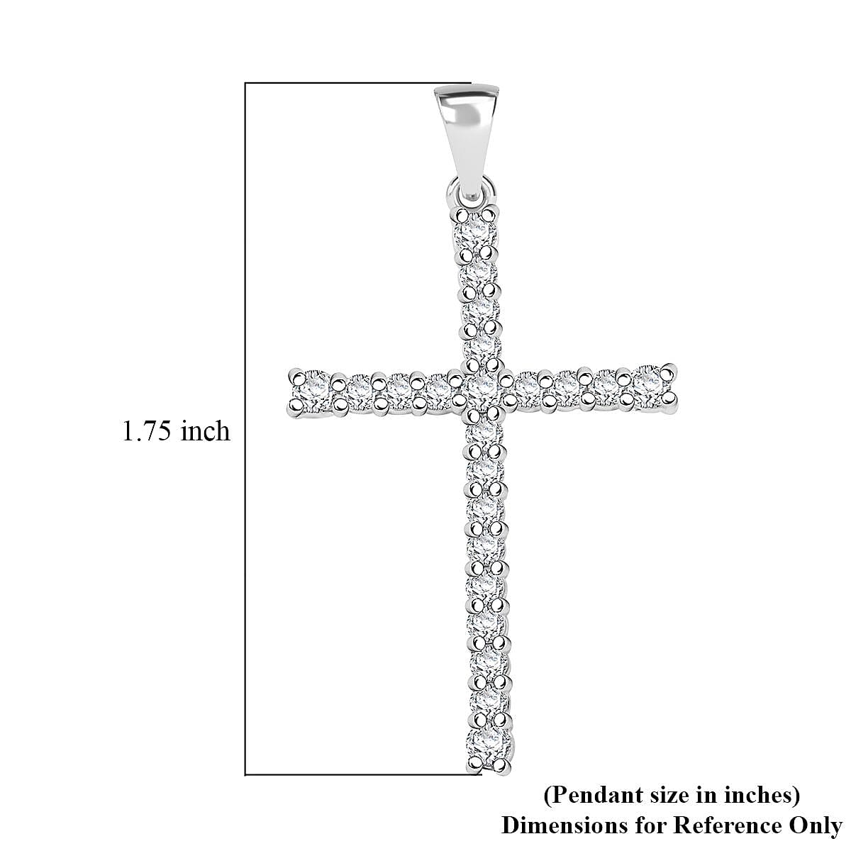 Simulated Diamond Cross Pendant in Rhodium Over Sterling Silver