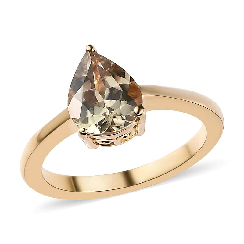 AAA Turkizite Solitaire Ring in Vermeil Yellow Gold Over Sterling Silver (Size 10.0) 1.75 ctw