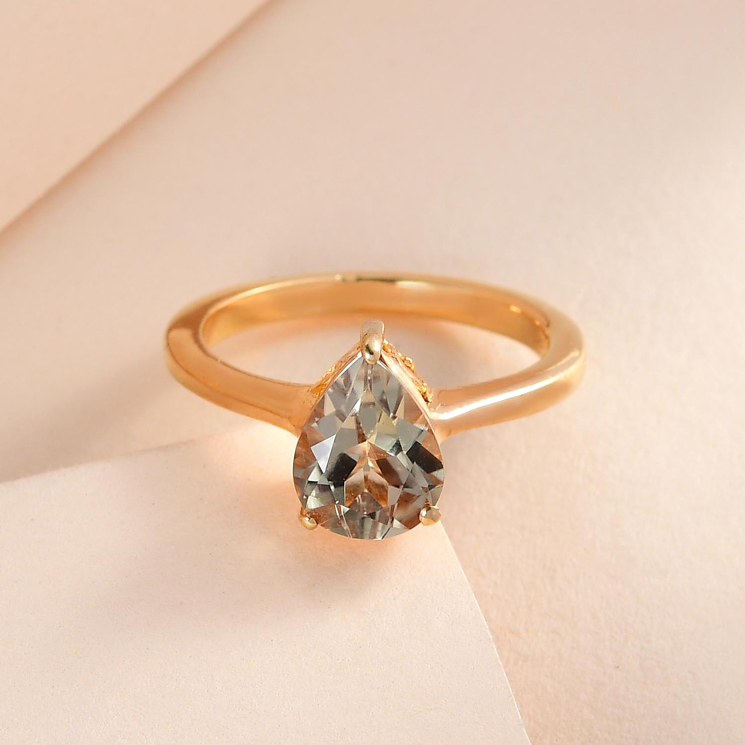AAA Turkizite Solitaire Ring in Vermeil Yellow Gold Over Sterling Silver (Size 10.0) 1.75 ctw