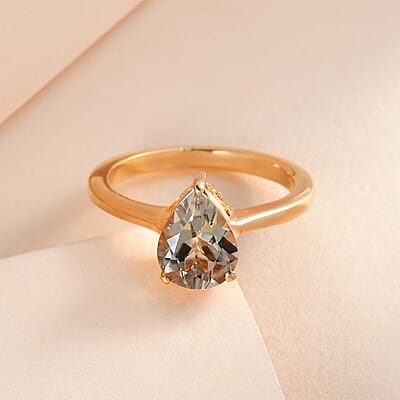 AAA Turkizite Solitaire Ring in Vermeil Yellow Gold Over Sterling Silver (Size 10.0) 1.75 ctw