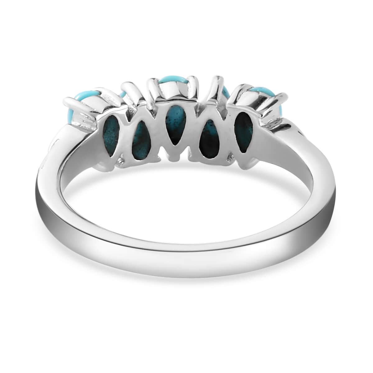 AMERICAN Natural Sleeping Beauty Turquoise 5 Stone Ring in Stainless Steel 0.80 ctw image number 4