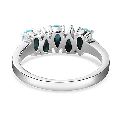 Sleeping Beauty Turquoise 5 Stone Ring in Stainless Steel (Size 10.0) 0.80 ctw