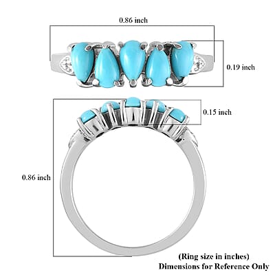 Sleeping Beauty Turquoise 5 Stone Ring in Stainless Steel (Size 10.0) 0.80 ctw