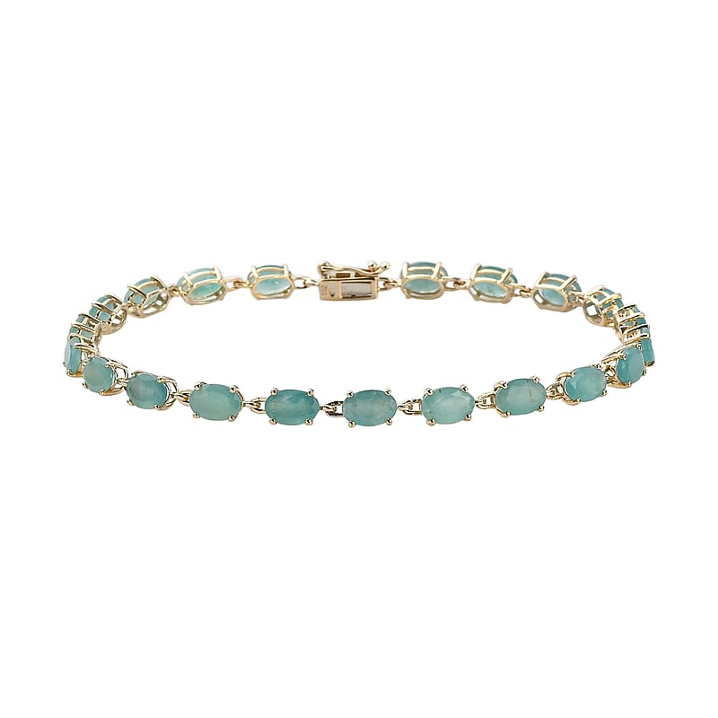 Luxoro 10K Yellow Gold Premium Grandidierite Link Bracelet (7.25 In) 9.75 ctw