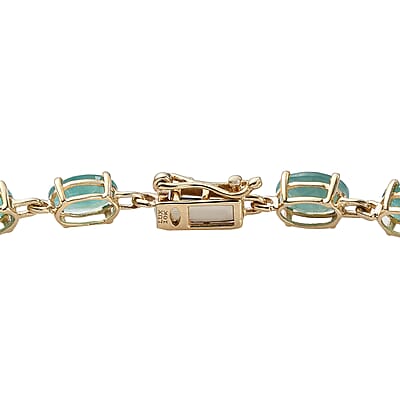 Luxoro 10K Yellow Gold Premium Grandidierite Link Bracelet (7.25 In) 9.75 ctw
