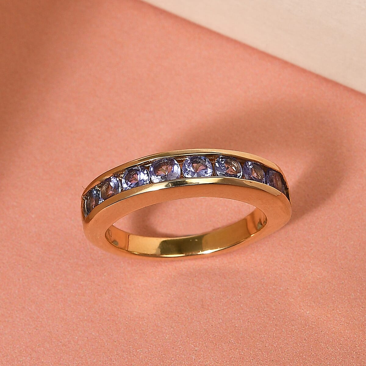 Tanzanite Half Eternity Band Ring in Vermeil Yellow Gold Over Sterling Silver (Size 8.0) 1.00 ctw image number 1