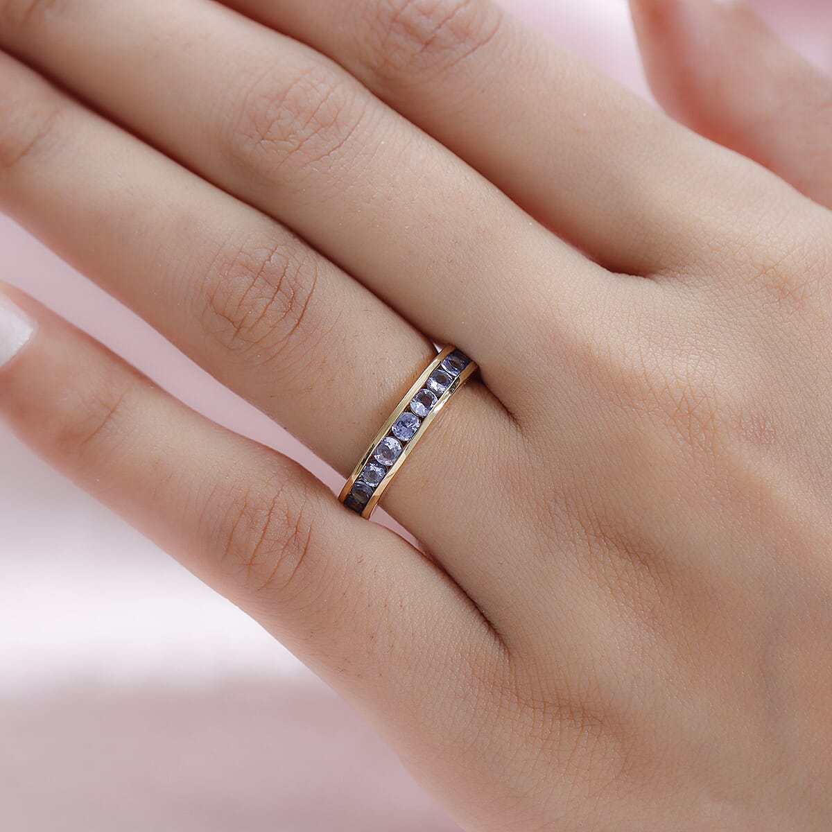 Tanzanite Half Eternity Band Ring in Vermeil Yellow Gold Over Sterling Silver (Size 8.0) 1.00 ctw image number 2