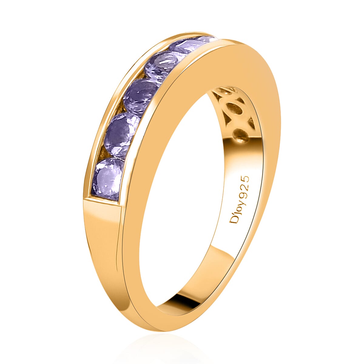 Tanzanite Half Eternity Band Ring in Vermeil Yellow Gold Over Sterling Silver (Size 8.0) 1.00 ctw image number 3