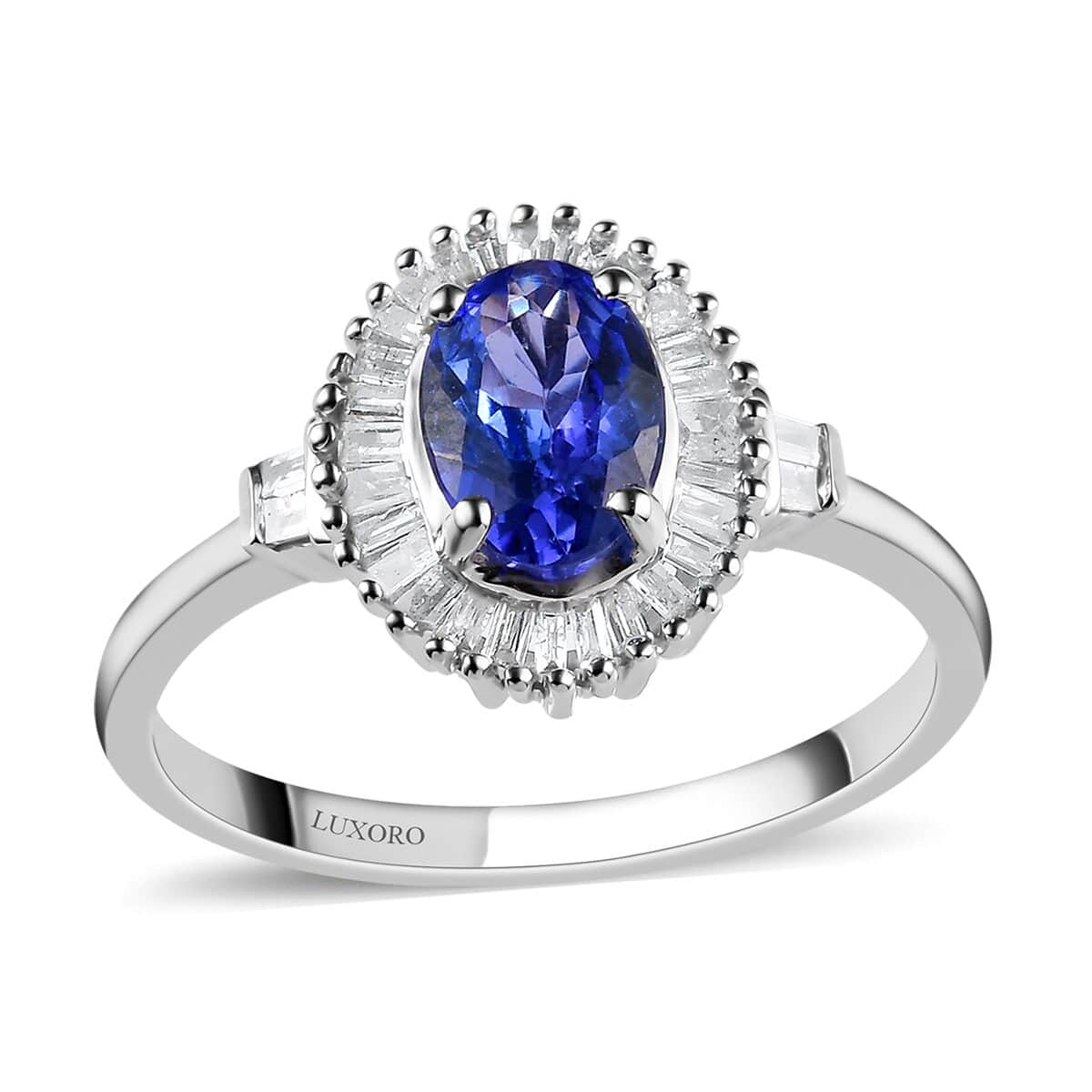 LUXORO 10K White Gold AA  Premium Tanzanite, Diamond (0.15 cts) Halo Ring (Size 10.0) (2.10 g) 0.85 ctw image number 0