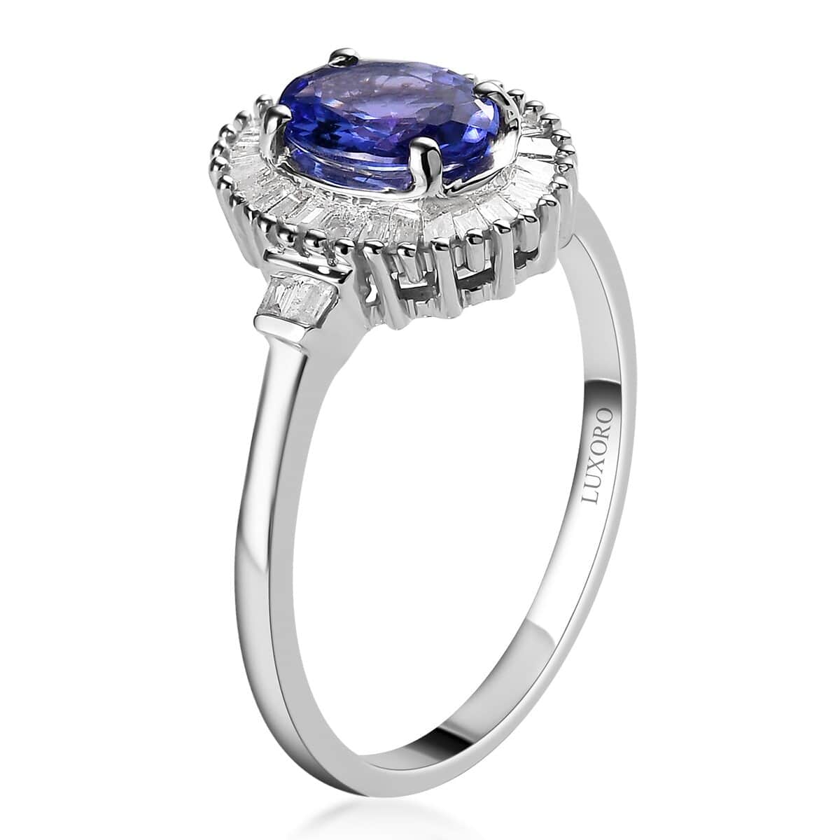 LUXORO 10K White Gold AA  Premium Tanzanite, Diamond (0.15 cts) Halo Ring (Size 10.0) (2.10 g) 0.85 ctw image number 3