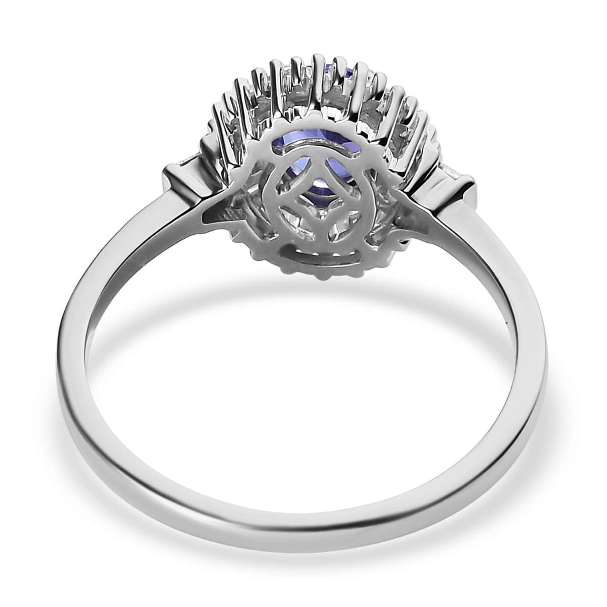 LUXORO 10K White Gold AA  Premium Tanzanite, Diamond (0.15 cts) Halo Ring (Size 10.0) (2.10 g) 0.85 ctw image number 4