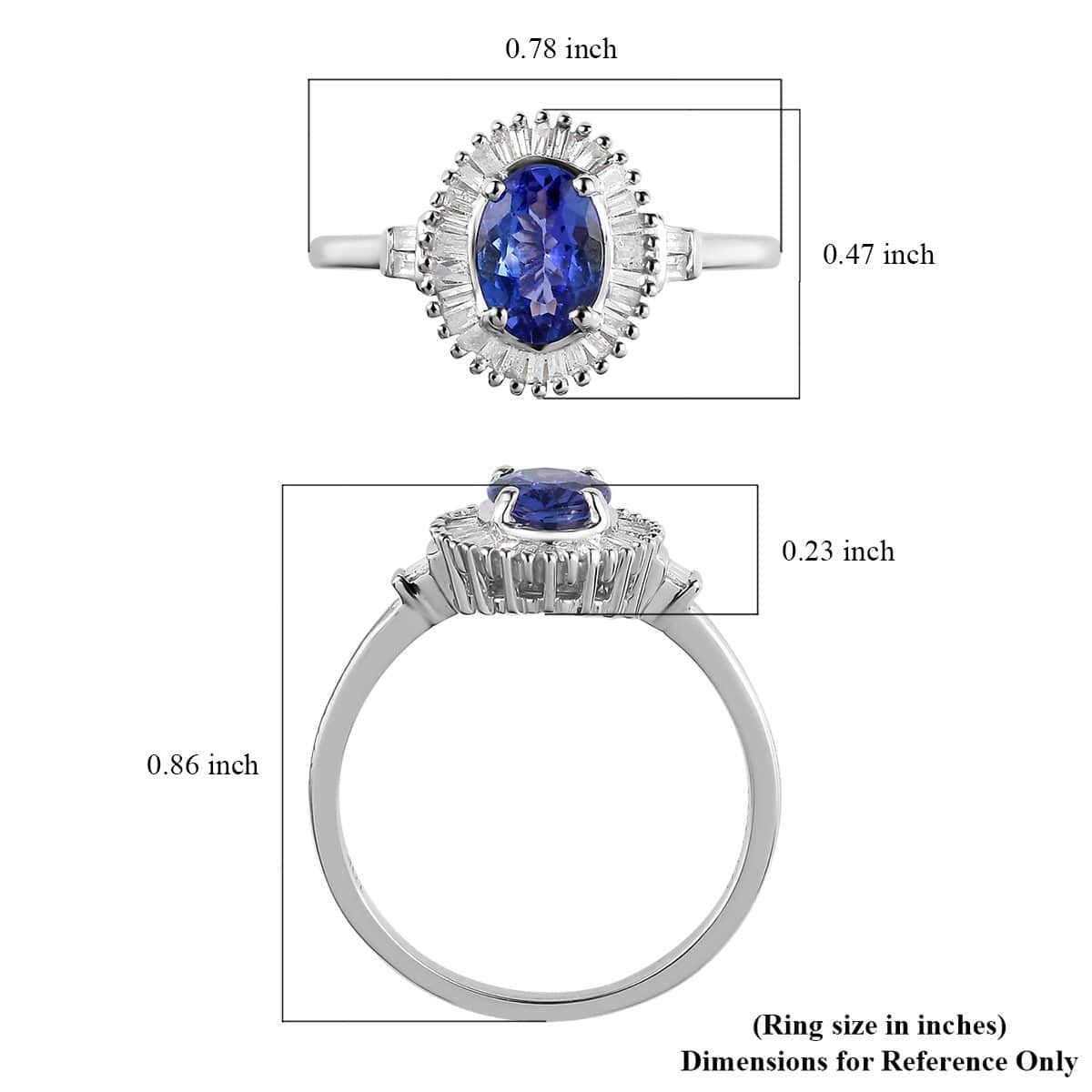 LUXORO 10K White Gold AA  Premium Tanzanite, Diamond (0.15 cts) Halo Ring (Size 10.0) (2.10 g) 0.85 ctw image number 5