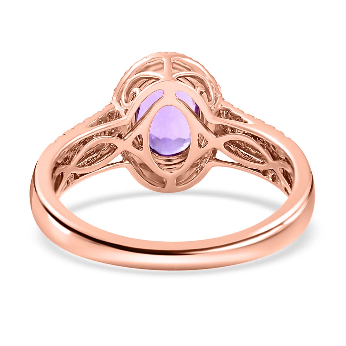 Certified & Appraised ILIANA 18K Rose Gold AAA Madagascar Purple Sapphire and G-H SI Diamond Halo Ring 4.10 Grams 1.90 ctw image number 4
