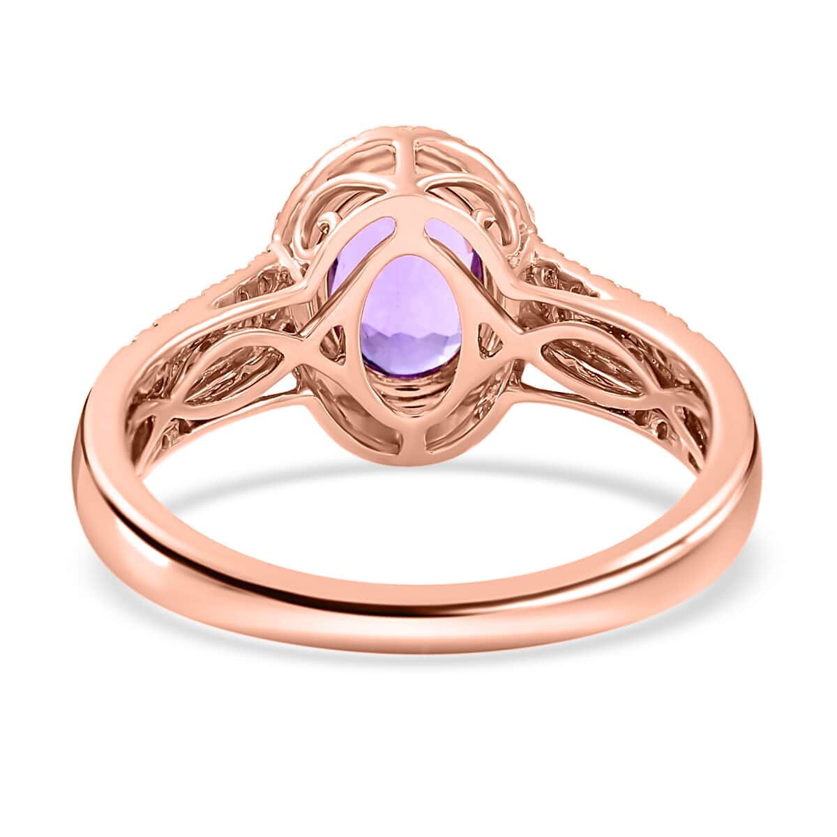 Certified & Appraised Iliana 18K Rose Gold AAA Madagascar Purple Sapphire and G-H SI Diamond Halo Ring (Size 7.0) 4.10 Grams 1.90 ctw image number 4