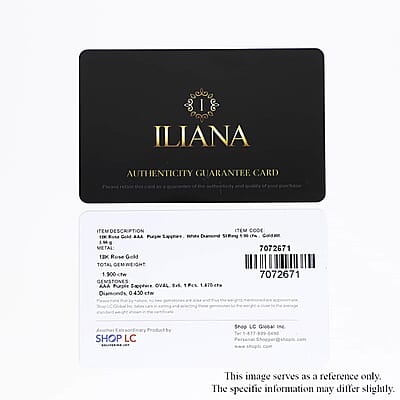 Certified and Appraised Iliana AAA Madagascar Purple Sapphire and G-H SI Diamond 1.90 ctw Halo Ring in 18K Rose Gold (Size 7.0) 4.10 Grams