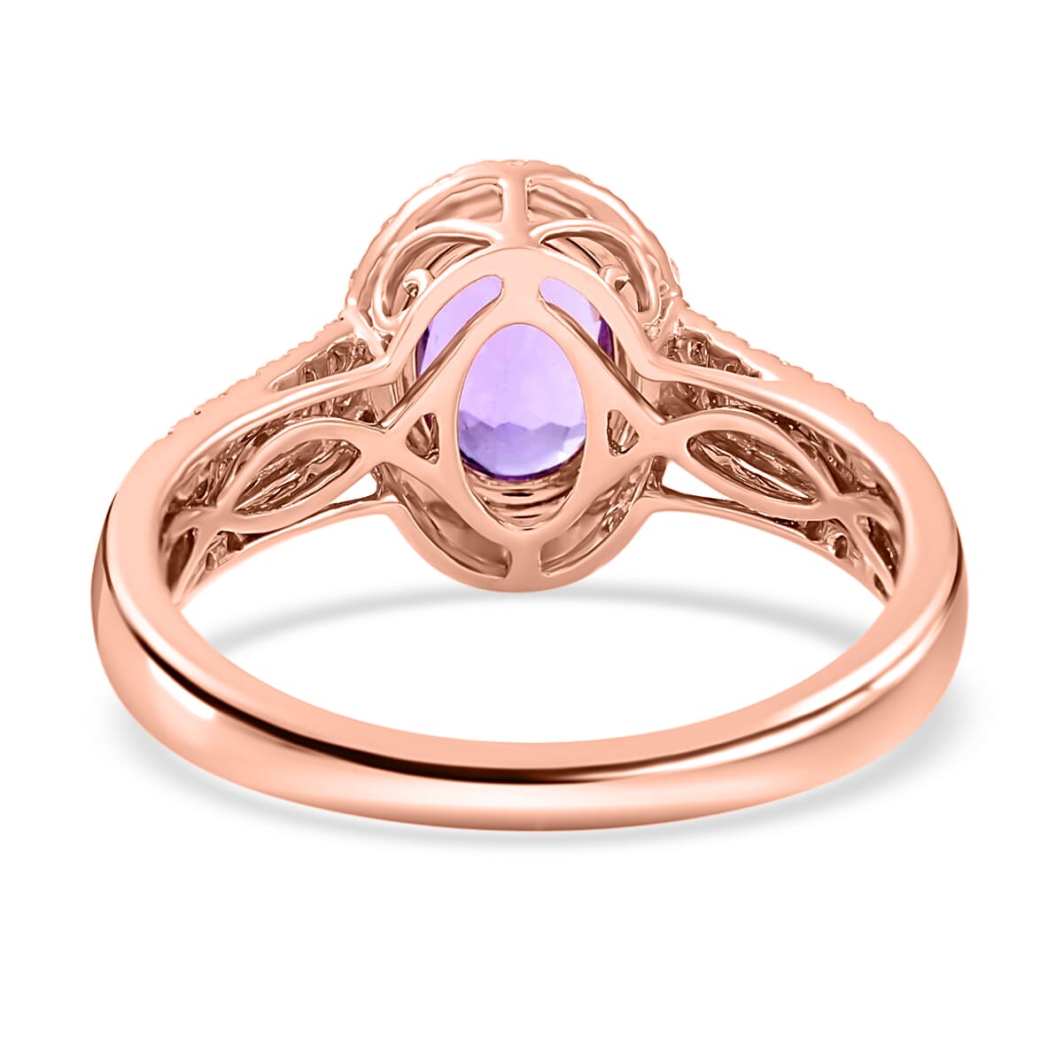 Certified and Appraised Iliana AAA Madagascar Purple Sapphire and G-H SI Diamond 1.90 ctw Halo Ring in 18K Rose Gold (Size 8.0) 4.10 Grams image number 4