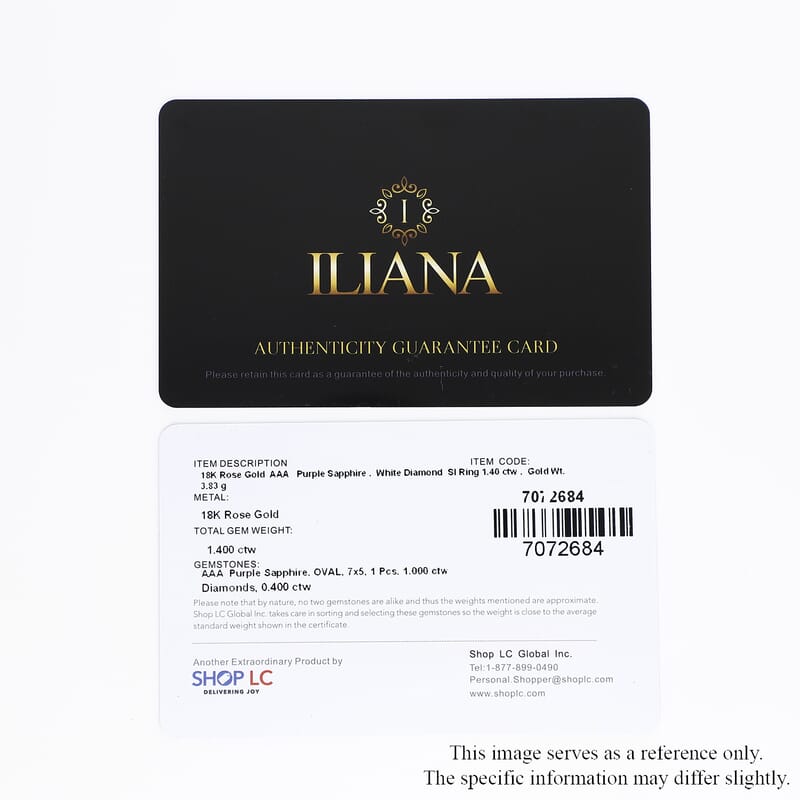 Certified and Appraised Iliana AAA Madagascar Purple Sapphire and G-H SI Diamond 1.40 ctw Double Halo Ring in 18K Rose Gold (Size 7.0)