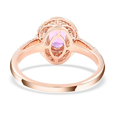 Certified and Appraised Iliana AAA Madagascar Purple Sapphire and G-H SI Diamond 1.40 ctw Double Halo Ring in 18K Rose Gold (Size 8.0)