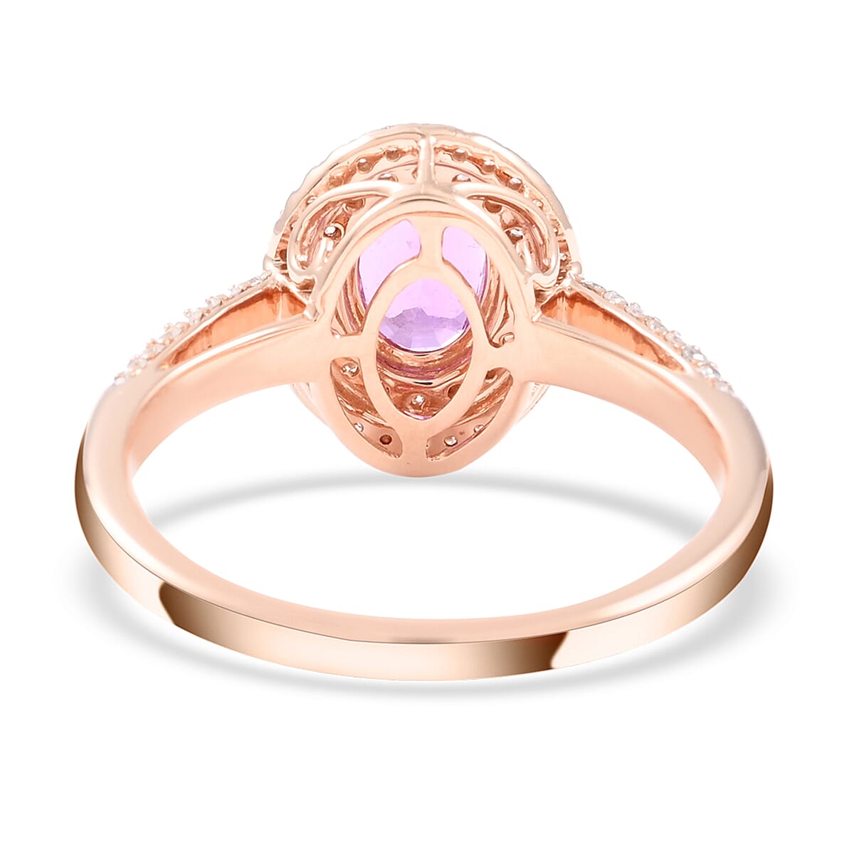 Certified and Appraised Iliana AAA Madagascar Purple Sapphire and G-H SI Diamond 1.40 ctw Double Halo Ring in 18K Rose Gold (Size 9.0) image number 4