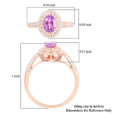 Certified and Appraised Iliana AAA Madagascar Purple Sapphire and G-H SI Diamond 1.40 ctw Double Halo Ring in 18K Rose Gold (Size 9.0)