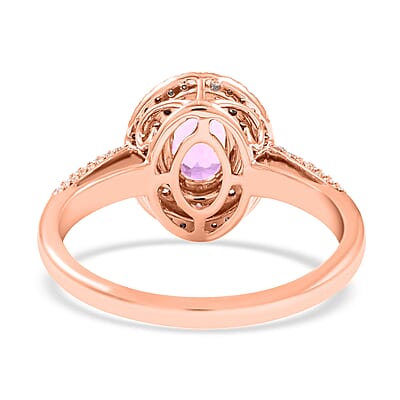 Certified and Appraised Iliana AAA Madagascar Purple Sapphire and G-H SI Diamond 1.40 ctw Double Halo Ring in 18K Rose Gold (Size 10.0)