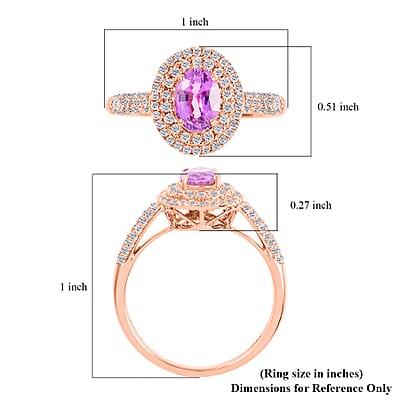 Certified and Appraised Iliana AAA Madagascar Purple Sapphire and G-H SI Diamond 1.40 ctw Double Halo Ring in 18K Rose Gold (Size 10.0)