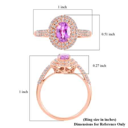 Certified  Iliana 18K Rose Gold AAA Madagascar Purple Sapphire and G-H SI Diamond Double Halo Ring (Size 10.0) 3.85 Grams 1.40 ctw image number 5