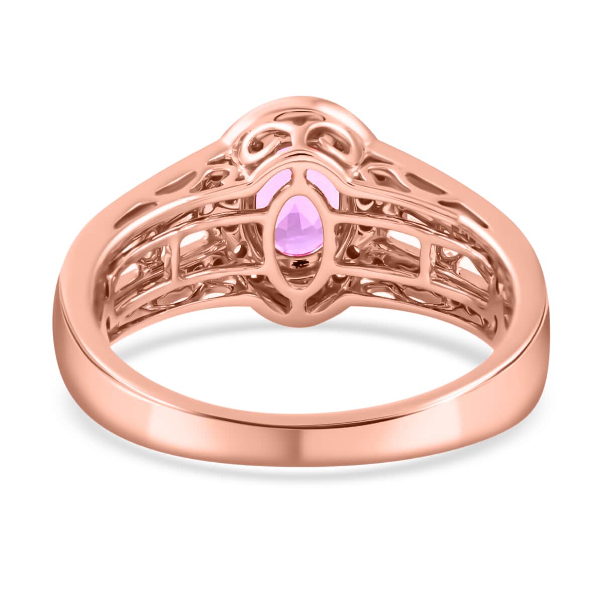 Certified & Appraised ILIANA 18K Rose Gold AAA Madagascar Pink Sapphire and G-H SI Diamond Halo Ring 5.50 Grams 1.40 ctw image number 4