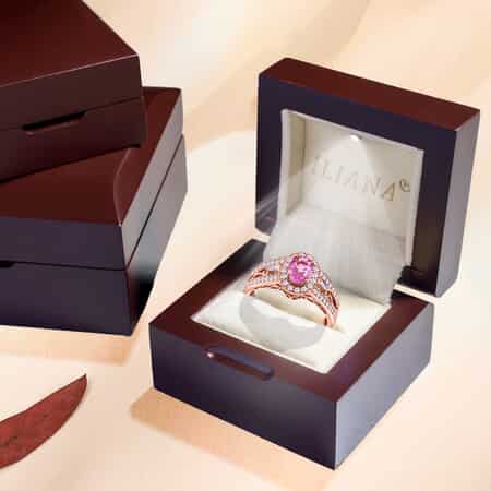 Certified Iliana 18K Rose Gold AAA Madagascar Pink Sapphire and G-H SI Diamond Halo Ring (Size 6.0) 5.50 Grams 1.40 ctw image number 6