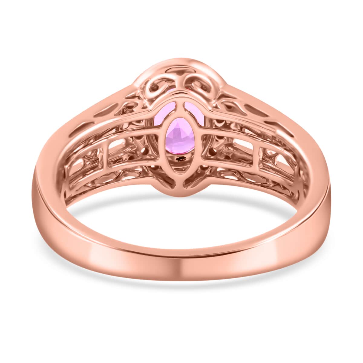 Certified Iliana 18K Rose Gold AAA Madagascar Pink Sapphire and G-H SI Diamond Halo Ring (Size 7.0) 5.50 Grams 1.40 ctw image number 4