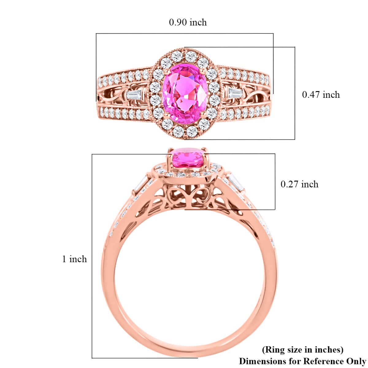 Certified Iliana 18K Rose Gold AAA Madagascar Pink Sapphire and G-H SI Diamond Halo Ring (Size 7.0) 5.50 Grams 1.40 ctw image number 5