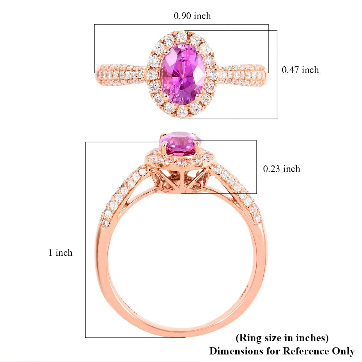 Certified & Appraised ILIANA 18K Rose Gold AAA Madagascar Pink Sapphire and G-H SI Diamond Halo Ring 3.80 Grams 1.35 ctw image number 5