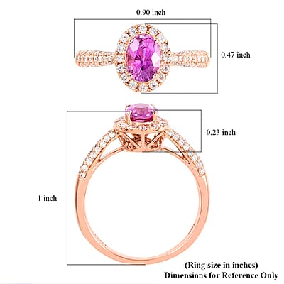 Certified and Appraised Iliana 18K Rose Gold AAA Madagascar Pink Sapphire and G-H SI Diamond Halo Ring (Size 6.0) 1.35 ctw