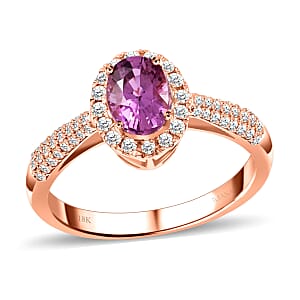 Certified Iliana 18K Rose Gold AAA Madagascar Pink Sapphire and G-H SI Diamond Halo Ring (Size 7.0) 1.35 ctw