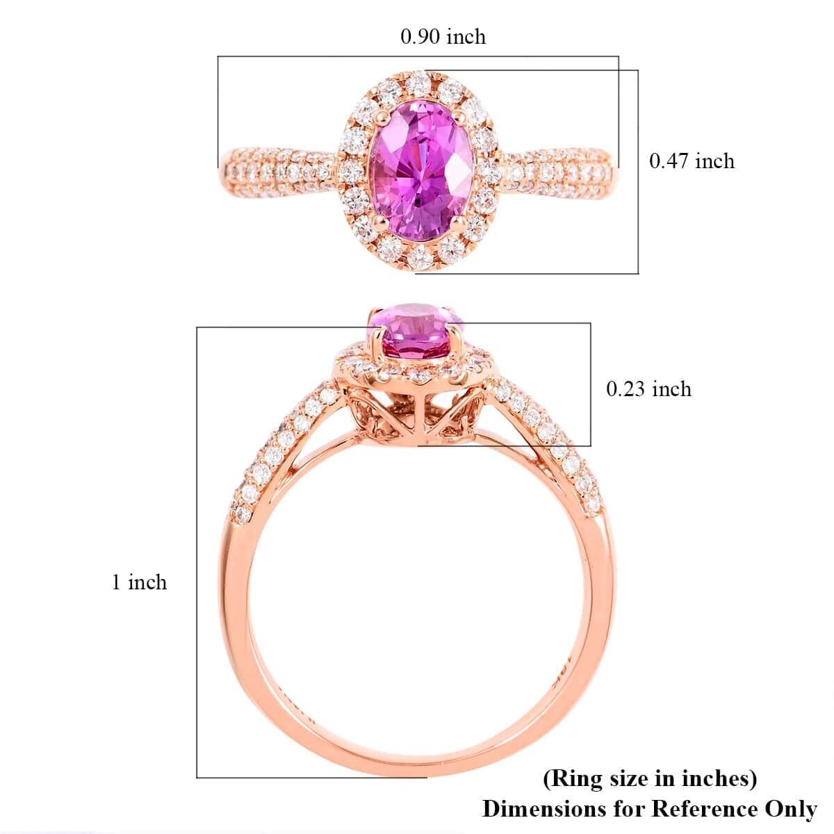 Certified  Iliana 18K Rose Gold AAA Madagascar Pink Sapphire and G-H SI Diamond Halo Ring (Size 8.0) 3.80 Grams 1.35 ctw image number 5