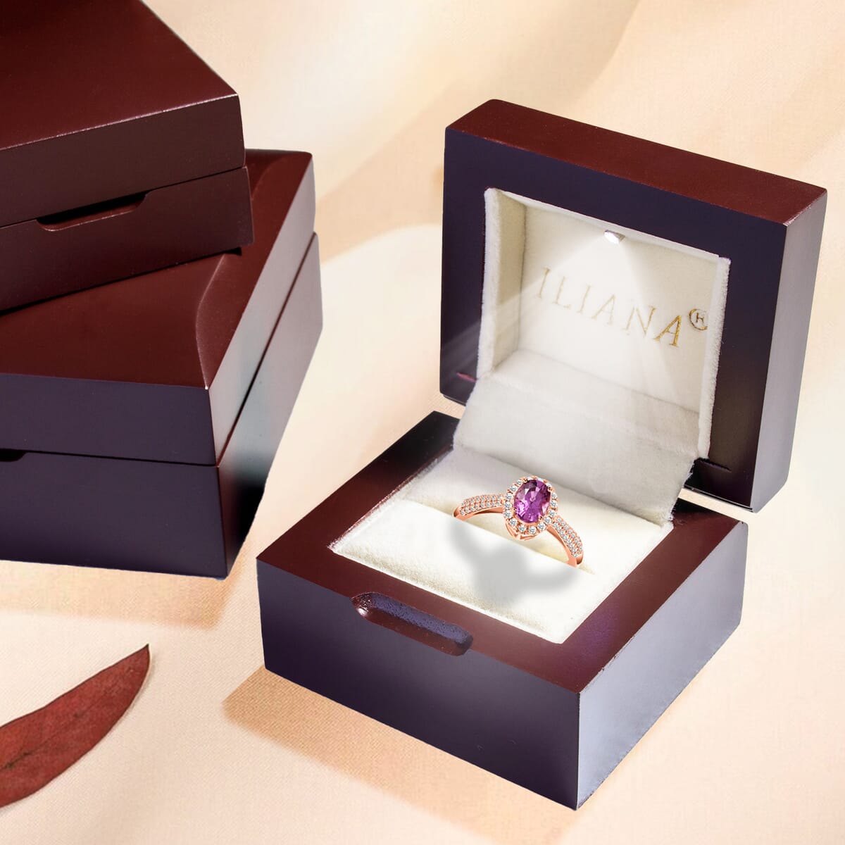 Certified  Iliana 18K Rose Gold AAA Madagascar Pink Sapphire and G-H SI Diamond Halo Ring (Size 8.0) 3.80 Grams 1.35 ctw image number 6
