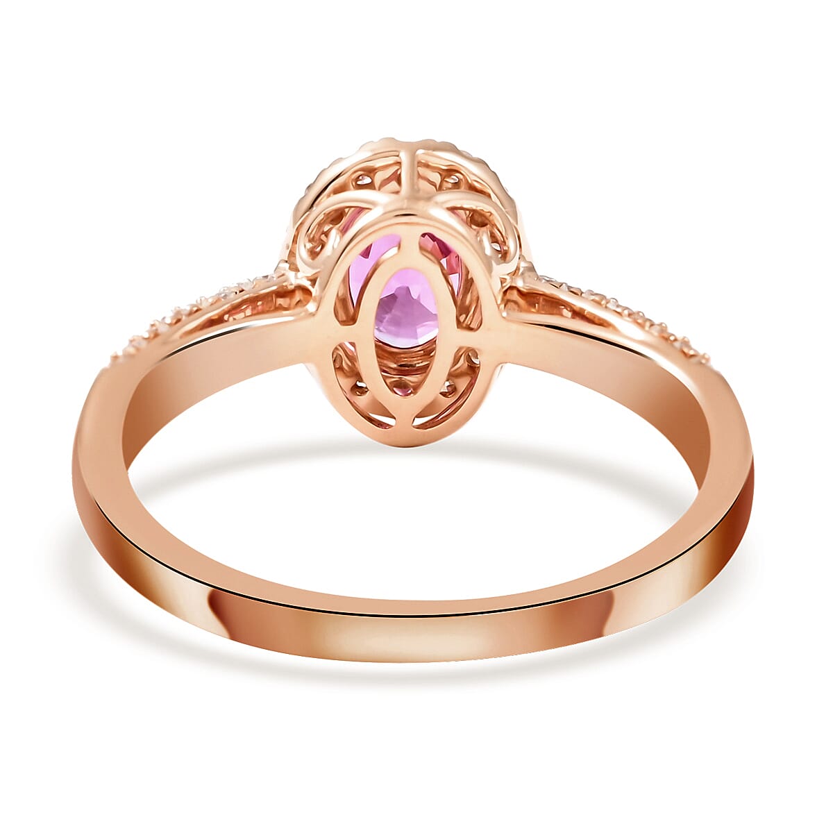 Certified Iliana 18K Rose Gold AAA Madagascar Pink Sapphire and G-H SI Diamond Halo Ring (Size 9.0) 1.35 ctw image number 4