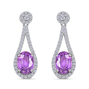 Certified Iliana 18K White Gold AAA Madagascar Purple Sapphire and G-H SI Diamond Earrings 2.10 ctw