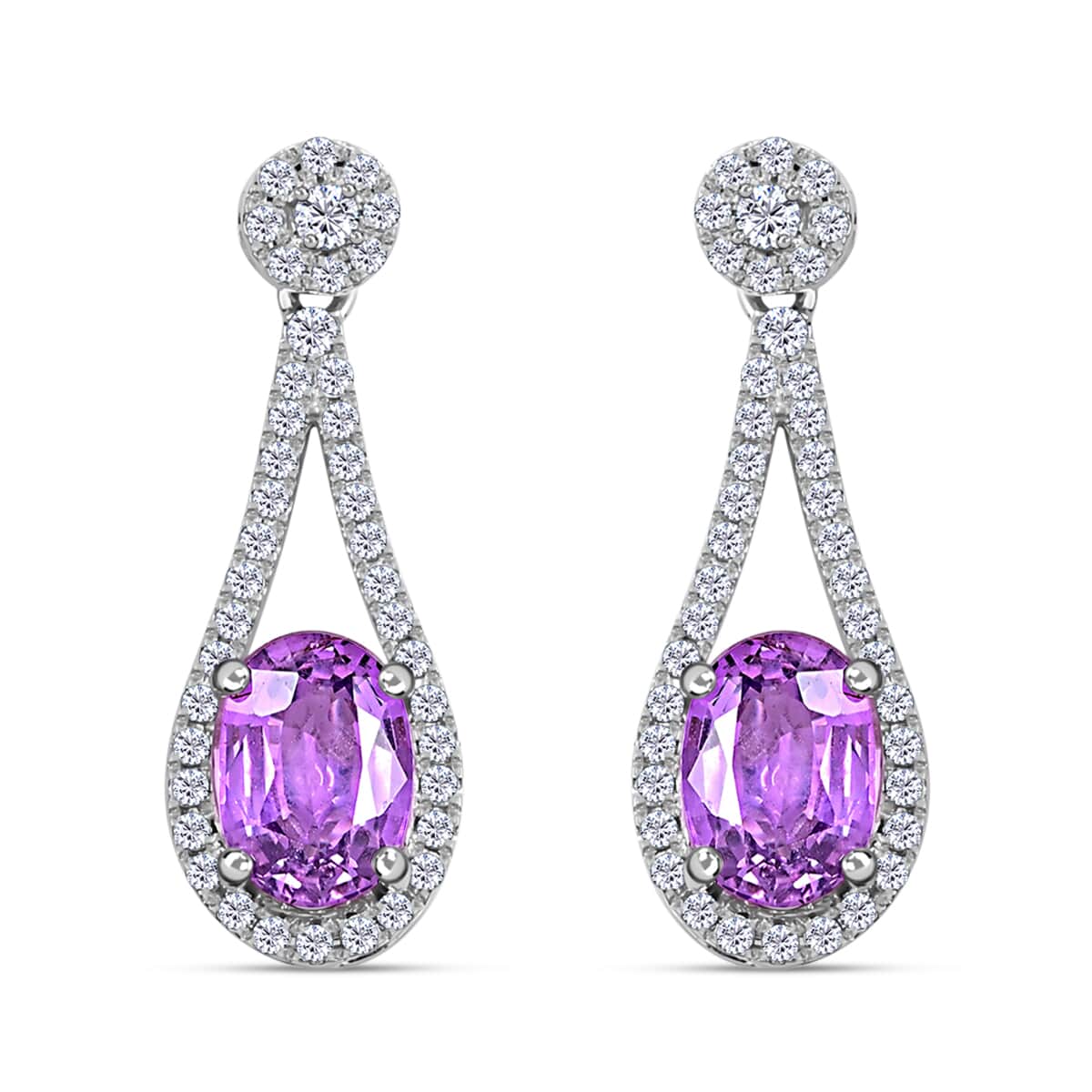 Certified Iliana 18K White Gold AAA Madagascar Purple Sapphire and G-H SI Diamond Earrings 2.10 ctw image number 0