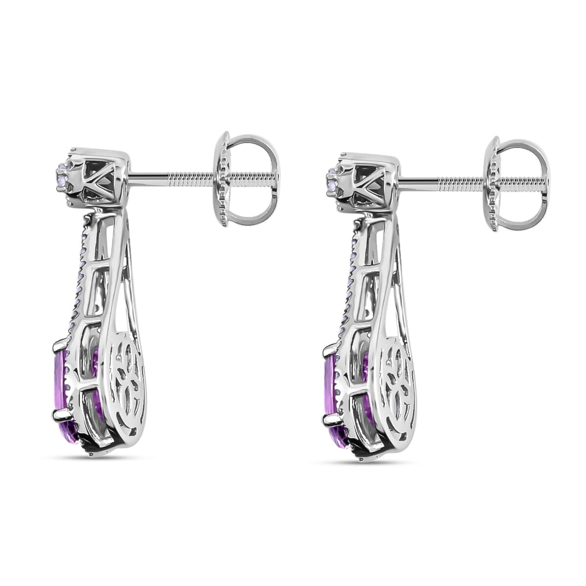 Certified Iliana 18K White Gold AAA Madagascar Purple Sapphire and G-H SI Diamond Earrings 2.10 ctw image number 3