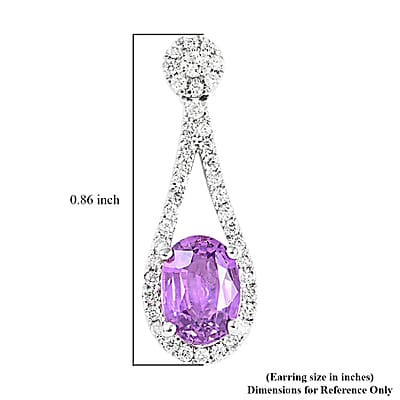 Certified and Appraised Iliana 18K White Gold AAA Madagascar Purple Sapphire and G-H SI Diamond Earrings 2.10 ctw