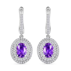 Certified Iliana 18K White Gold AAA Madagascar Purple Sapphire and G-H SI Diamond Earrings 5.30 Grams 2.20 ctw