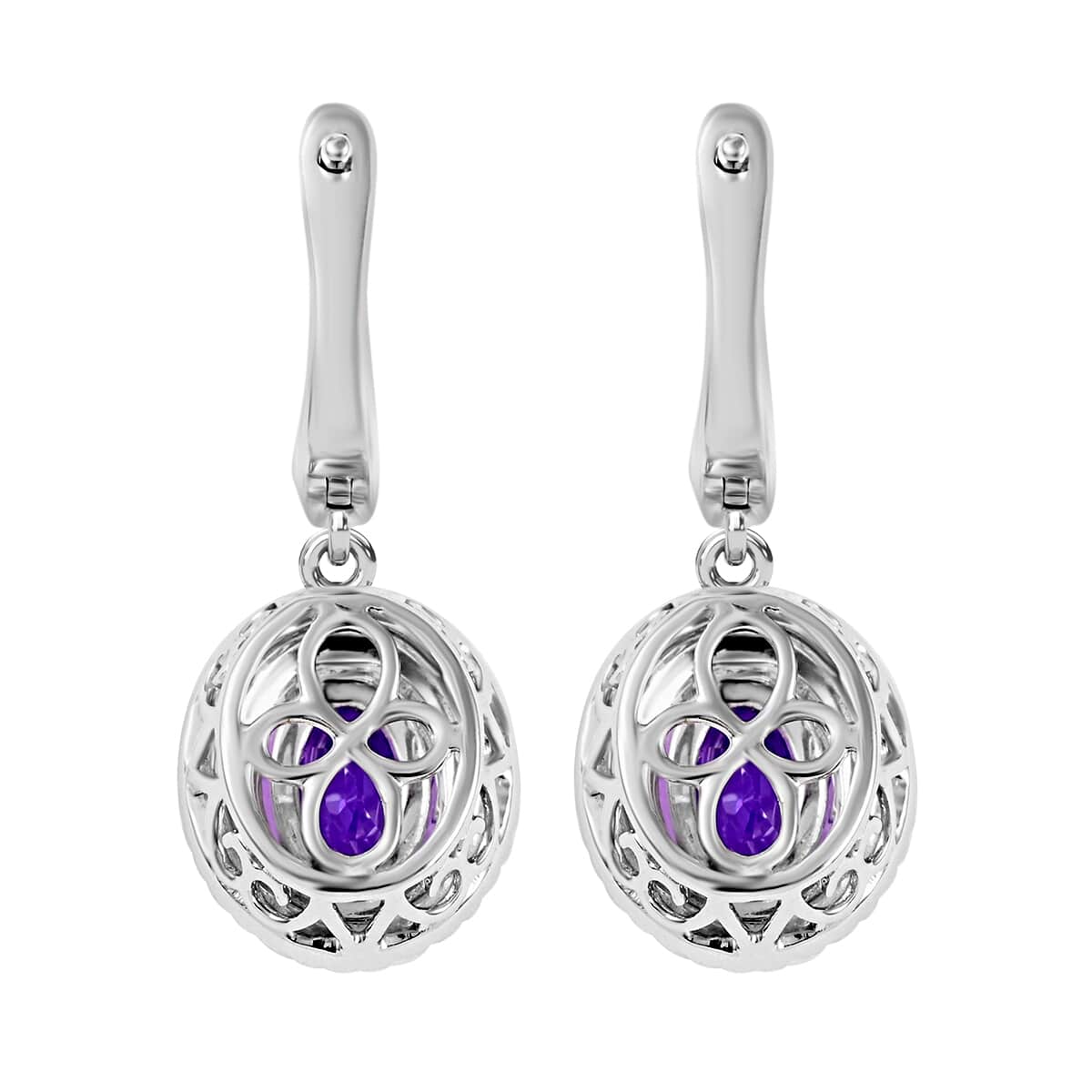 Certified Iliana 18K White Gold AAA Madagascar Purple Sapphire and G-H SI Diamond Earrings 5.30 Grams 2.20 ctw image number 4
